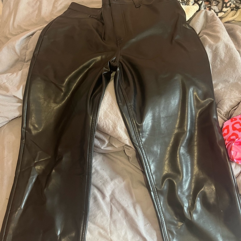 Abercrombie & Fitch Black Glossy Leather Pants